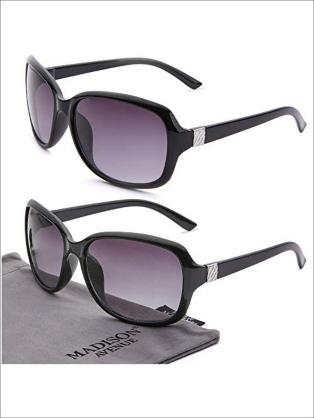 2 Pack Classic Vintage Sunglasses UV400 Protection Retro Square Metal Trim